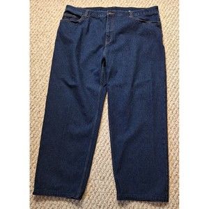 Faded Glory 44x29 Men's Relaxed Fit Blue Jeans Heavy Denim Work Pants Dark Wash